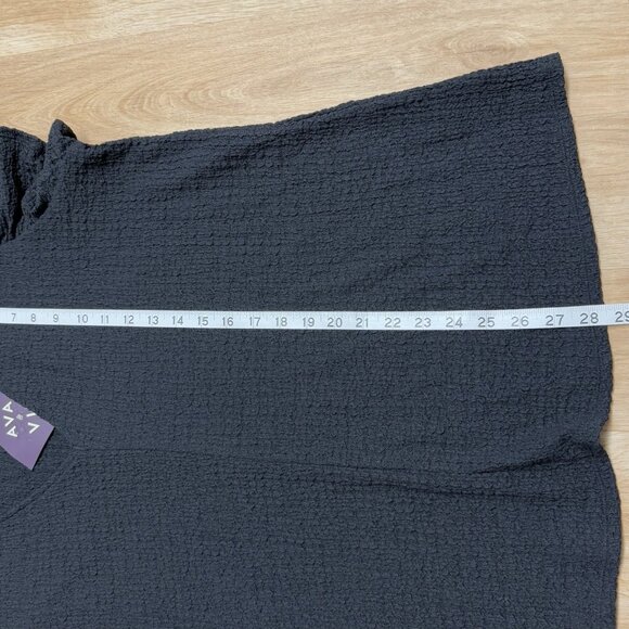 AVA & VIV SHIRT V-NECK FLUTTER SLEEVE TEXTURED BLACK SIZE 1X MINIMALIST NEW - Picture 7 of 7